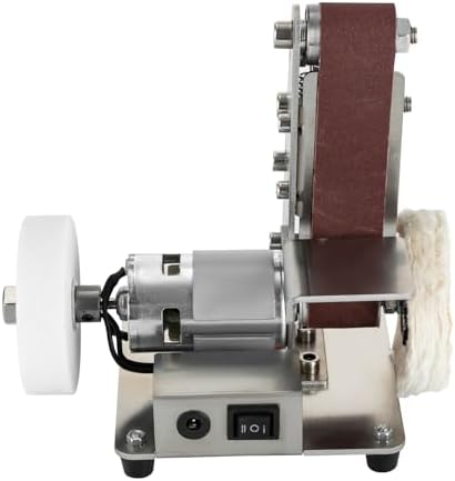 Xuthusman Mini Belt Sander - Electric Bench Grinder Sanding Machine, 7 Adjustable Table Top Grinder Polisher Buffer for DIY Craft Woodworking Stained Glass Jewelry Making