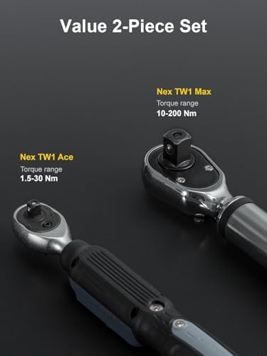 GROWNEER Digital Torque Wrench Set, 1/4" Drive 1.1-22.1 Ft-lbs/1.5-30Nm & 1/2'' Drive 7.38-147.5 Ft-lbs/10-200Nm Electronic Torque Wrench Combo with Buzzer & LED Indicator for Motor Car Repair