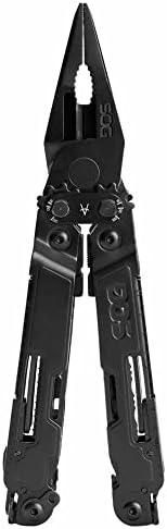 SOG PowerAccess Deluxe All-Around Heavy Duty Stainless Steel Multi-Tool w/Nylon Sheath, Two Knife Blades, Can & Bottle Opener, Black