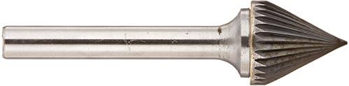 Drill America SJ-7 Carbide Burr/Rotary File 60 Degree Included Angle Double Cut for Die Grinder 3/4" Dia. x 11/16" Cut Length with 1/4" Shank and 2-17/32" Overall Length, DUL Series