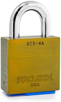 PACLOCK's 4-Series Padlock, UCS, 7/16" Diameter Hard. Stainless Steel Shackle, 1-3/16" Tall, High Performance 6-Pin Cylinder, One Lock Keyed to a Number U-Pick! w/ 2 Keys, Yellow Anodized Aluminum