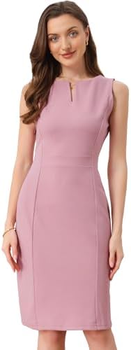 Allegra K Womens Work Sheath Dress Sleeveless Business Pencil Dresss