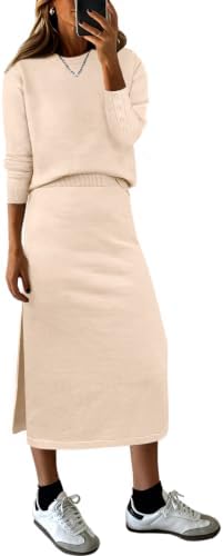 ANRABESS Women 2 Piece Striped Sweater Skirt Set
