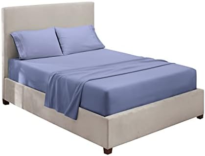 Hearth & Harbor 4Pcs Queen Bed Sheet Set, Hotel Luxury Double Brushed Microfiber, Deep Pocket Fitted Sheets, Steel (Queen, Solid)