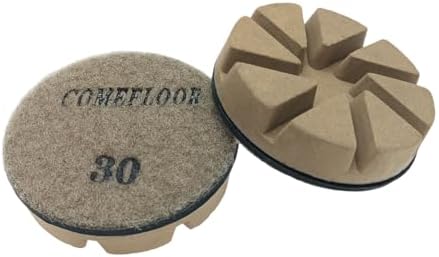 Hybrid Diamond Ceramic Polishing Pucks, Aggressive Concrete Terrazzo Floor Hook n Loop Grinding Pads, 3 Inch Long Using Life Transitional Discs,30# 3 PCS