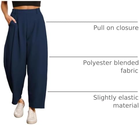 EVALESS Womens Wide Leg Barrel Pants with Pockets