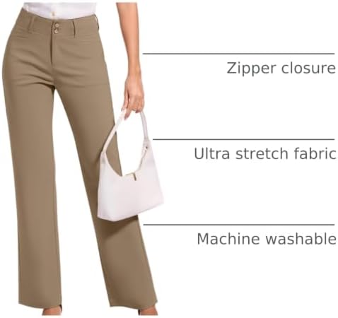 KICZOY Women Dress Pants Stretch Business Straight Leg with Pockets Wear to Work Casual 2026 Suitpants
