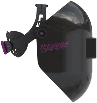 Tefuawe Black Chopped Fiberglass Sugar Scoop Welding Helmet, Medium Cut Top and Bottom Pipeline Welding Hood