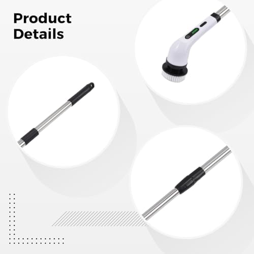 Electric Spin Scrubber, 9-in-1 Cordless Cleaning Brush with Adjustable Extension, for Bathroom, Kitchen, Floor, Shower, Tub, USB Charge, Long Use, 4 Interchangeable Brush Heads, Easy Cleaning