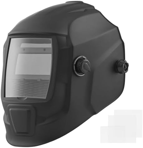 VEVOR Welding Helmet Auto Darkening, 3.66" x 1.69" True Color Welding Hood, Solar Powered Welder Mask 2 Arc Sensors, Shade 4/9-13 for TIG MIG ARC Weld Grinding - CRIUS Series (Matte Black)