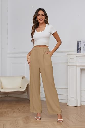 FUNYYZO Wide Leg Dress Pants for Women Work Slacks Business Casual Outfits