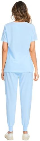 COZYFIT Scrubs for Women Set - Stretch V-Neck & Jogger Pant with 9 Pockets