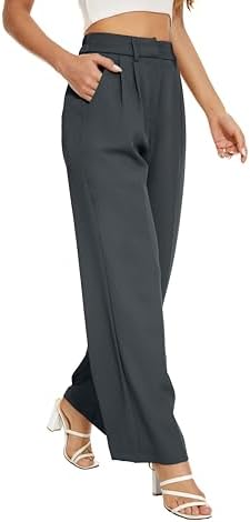 FUNYYZO Wide Leg Dress Pants for Women Work Slacks Business Casual Outfits