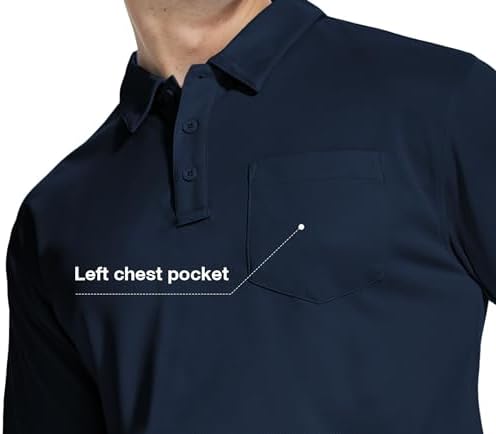 ZITY 5 Pack Polo Shirts for Men with Pocket Dry Quickly Short Sleeve Athletic Outdoor Work Collared Shirts