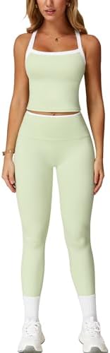 ABOCIW Workout Sets for Women 2 Piece Padded Sports Bra Tank Top High Waist Leggings Sets Gym Yoga Work Out Clothes