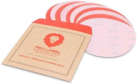 Red Label Abrasives 6 Inch 600 Grit High Performance Hook and Loop Wet/Dry Auto Body Film Sanding Discs, 50 Pack