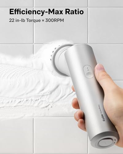 HOTO Handheld Short-Handle Electric Cordless Spin Scrubber, 9 Brush Heads
