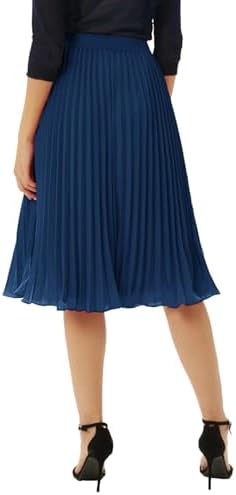 GRACE KARIN Pleated Midi Skirt for Women Chiffon A-Line Outfits
