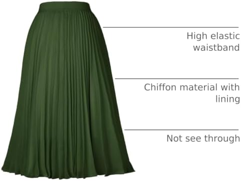 GRACE KARIN Pleated Midi Skirt for Women Chiffon A-Line Outfits