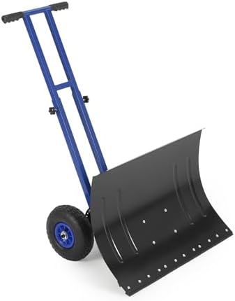 GarveeTech 29x19.8 in Rolling Snow Shovel on Wheels, Metal Snow Pusher