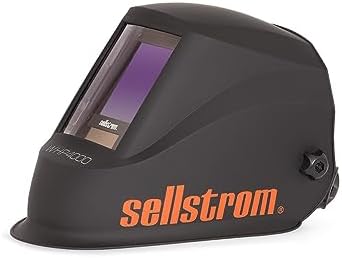 Sellstrom Lightweight,Ergonomic Design,Nylon,Extra Large Blue Lens Technology,All-Day Comfort,Excellent Optical Clarity,Premium Welding Helmet with ADF Technology,Black/Orange,7'Wx 13'H x 5'L,S26400