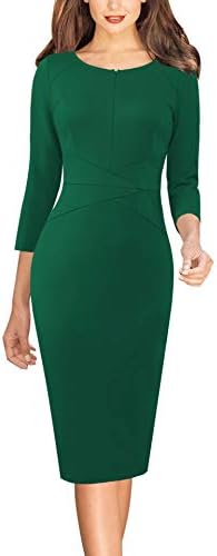 VFSHOW Womens Work Business Office Zipper Up Slim Bodycon Sheath Dress