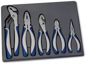 Blue Point BPL501 5-Piece Pliers and Cutter Set with Storage Tray, Slip Joint, Lineman's, Needle Nose, Adjustable Joint and Diagonal Cutter