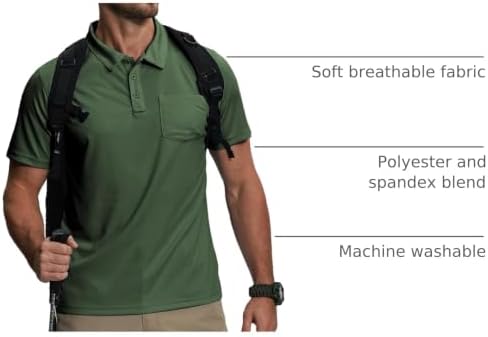 ZITY 5 Pack Polo Shirts for Men with Pocket Dry Quickly Short Sleeve Athletic Outdoor Work Collared Shirts