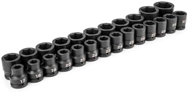 TEKTON 3/4 Inch Drive Impact Socket Set, 25-Piece | SID93013 | (17 - 50 mm, Common Sizes), Shallow, 6-Point
