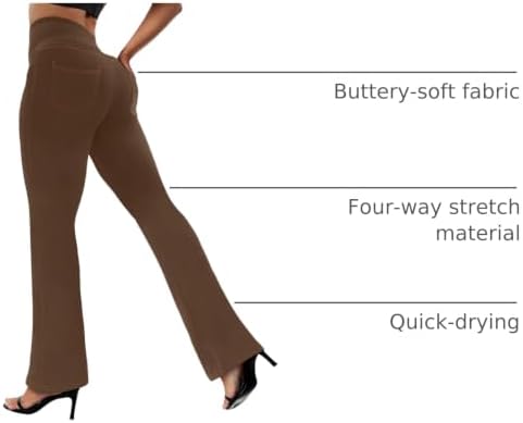 VOOVEEYA Women's Bootcut Leggings - Bootleg Yoga Pants Flare with 4 Pockets