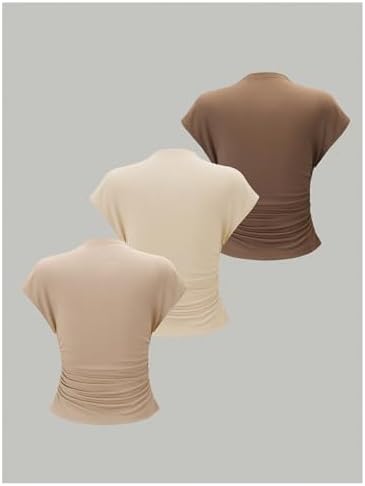 OYOANGLE Women's 3 Pack Business Casual Outfits Mock Neck Ribbed Tank Tops