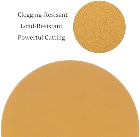 50pcs No Hole Sanding Discs- [ 8 Inch 320 Grit ] Round Hook and Loop Grip Sanding Pads Sheet Sandpaper for Automotive Woodworking Metal Polishing Use| Gold, Aluminum Oxide
