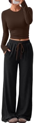 Trendy Queen Women's 2 Piece 2026 Fall Fashion Lounge Set with Pockets