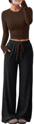 Trendy Queen Women's 2 Piece 2026 Fall Fashion Lounge Set with Pockets