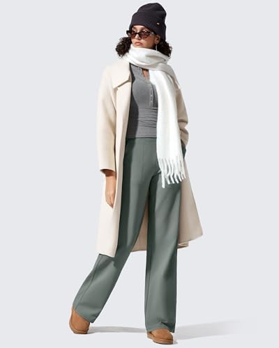 G4Free EverGoing Fleece Lined Wide Leg Pants for Women Dressy Work Casual
