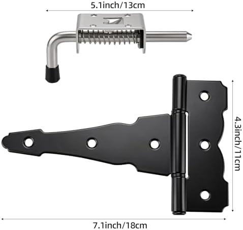 Shed Door Kit, 5-1/2" L-Handle Door Lock with Latches and 6" Hinges | Shed Door Hardware Kit, Barn Door Lock Set