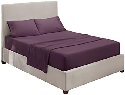 Hearth & Harbor Full XL Size Sheets - 4 Piece Bed Sheet Set, Hotel Luxury Double Brushed Bed Sheets - Extra Soft Bedding Sheets & Pillowcases, Full XL, Purple