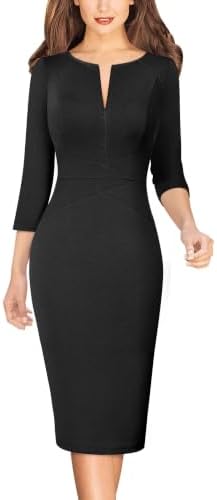 VFSHOW Womens Work Business Office Zipper Up Slim Bodycon Sheath Dress