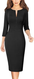 VFSHOW Womens Work Business Office Zipper Up Slim Bodycon Sheath Dress