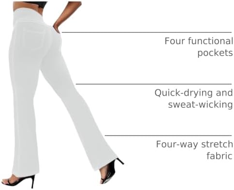 VOOVEEYA Women's Bootcut Leggings - Bootleg Yoga Pants Flare with 4 Pockets