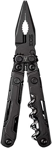 SOG PowerLitre Mini Utility Multi-Tool w/ 19 Lightweight Tools, Compact 5 Inch Long Utility Tool with Knife, Screwdriver, Hex Bit Holder, Black
