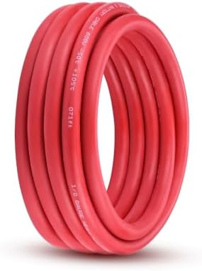 1/0 Gauge Battery Cable, 25FT Red 1/0 AWG Pure Copper Wire Welding Cable, for Automotive, Battery, Solar and Generator, Standard USA OFC Wire