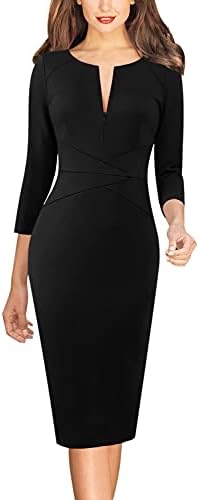VFSHOW Womens Work Business Office Zipper Up Slim Bodycon Sheath Dress
