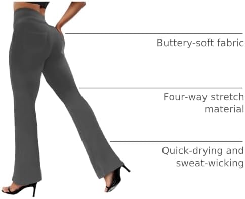 VOOVEEYA Women's Bootcut Leggings - Bootleg Yoga Pants Flare with 4 Pockets