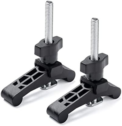 POWERTEC T-Track Hold Down Clamp with 3-1/2” T Track Bolts for CNC Machine, Table Saw Sled, Drill Press, Work Bench, T Track Accessories for woodworking, 2PK (71661)