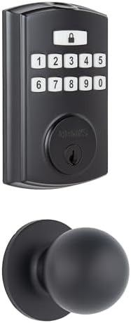 Brinks Fingerprint Door Lock with Knob – Keyless Entry Biometric Lock, Electronic Keypad Fingerprint Deadbolt with Auto-Locking, Front Door Lock and Interior Knob Set, Easy Installation, Matte Black