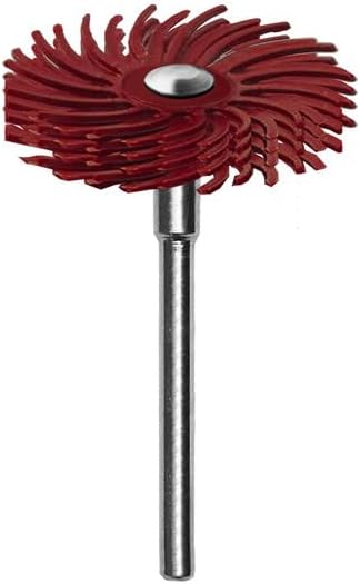 Dedeco Sunburst Radial Bristle Discs 5-Pack - 1" Curved 4-Ply Mounted Discs - Red 220 Grit (Standard) - Aluminum Oxide for Polishing & Finishing