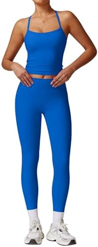 ABOCIW Workout Sets for Women 2 Piece Padded Sports Bra Tank Top High Waist Leggings Sets Gym Yoga Work Out Clothes