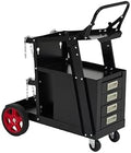 Welder Cart with Drawers, Heavy Duty Welding Cart with Safety Chains and Cylinder Slots for Mig/Tig Welder and Plasma Cutter,220 LB Weight Capacity