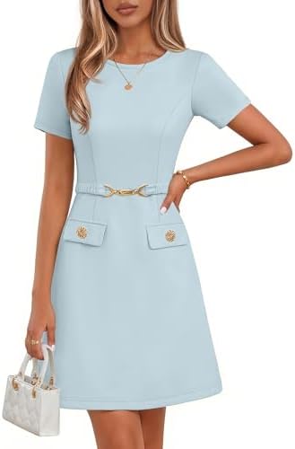 MEROKEETY Women's Summer Business Casual Work Office Mini Dress
